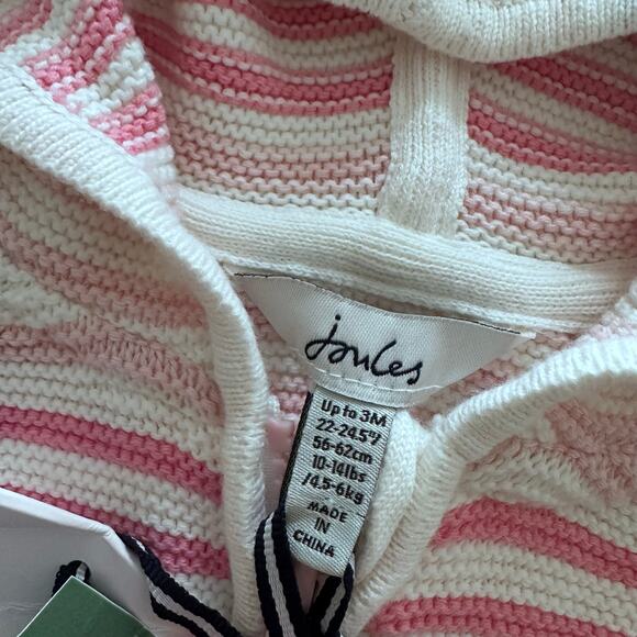 Joules Conway Zip Through Knit Rainbow Stripe Hooded Jacket 0-3M - Picture 3 of 5